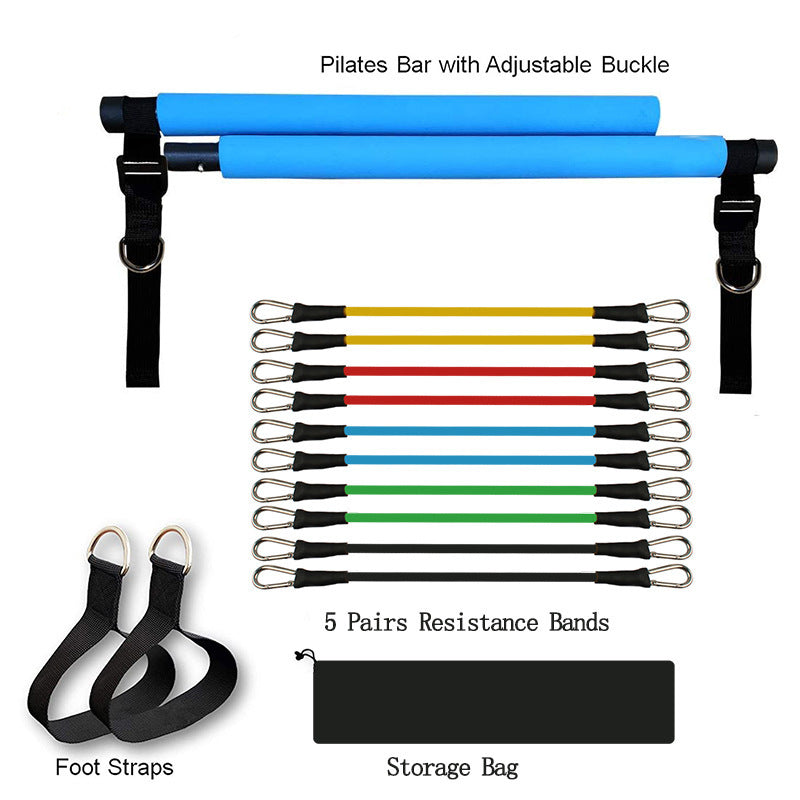 Fitness Yoga Pilates Bar Portable Gym Accessories Sport Elastic Bodybuilding Resistance Bands For Home Trainer Workout Equipment - Bellarte Enchanté Fitness Yoga Pilates Bar Portable Gym Accessories Sport Elastic Bodybuilding Resistance Bands For Home Trainer Workout Equipment
